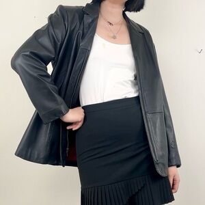 Preston & York Black  Lambskin Genuine Leather Blazer Zip Up Jacket